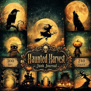 Haunted Harvest Junk Journal Kit 240 Pages Spooky Halloween Gothic Ephemera Designs (Digital Download)