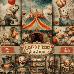 Grand Circus Junk Journal Kit Vintage Carnival Ephemera Printable Scrapbook Pages (Digital Download)