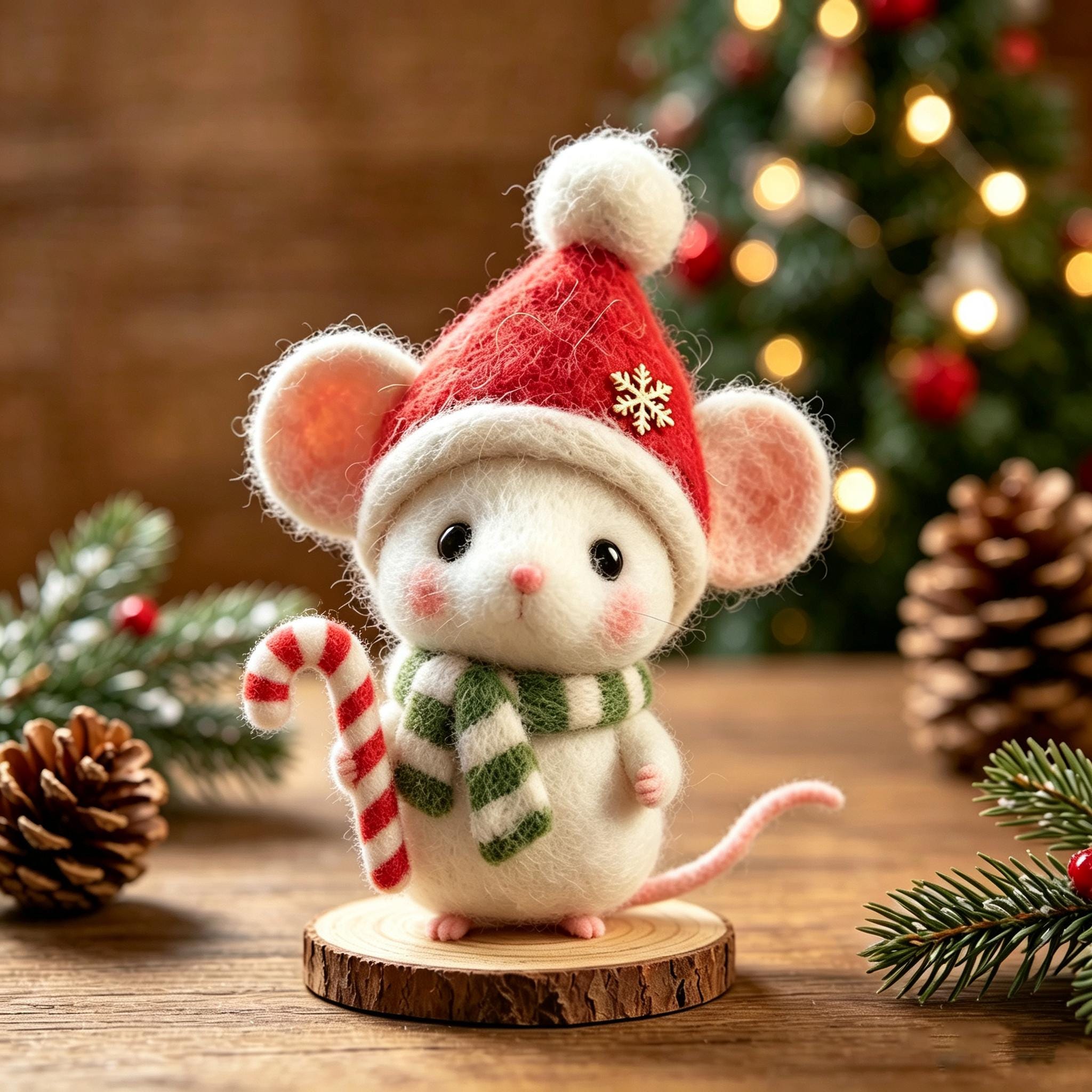 Handmade Wool Felt Mouse Ornaments, Cute Mini Mouse Figurines, Christmas & Spring Garden Decor，Halloween gift