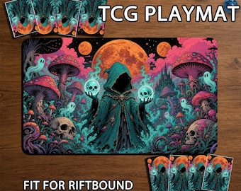 MTG-speelmat, Dark Fantasy TCG-kaartspelmat, Necromancer-speelmat, MTG-spelerscadeau