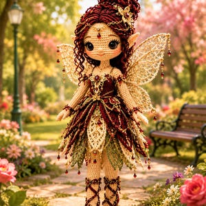 Ruby Rose Fairy amigurumi-haakpatroon pdf, zelfstudie fantasiepop (direct downloaden)