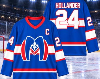 Hollander Hockey Jersey, Hollander 24 Shirt, Blue V-Neck Long Sleeve, Sports Romance Fan Shirt, Bookish Hockey Gift