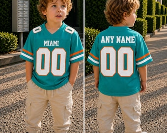 Custom Miami Football Jersey, Personalized Name Number Kid Jersey, Game Day American Football Fan Apparel
