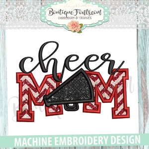 Cheer Mom Applique Embroidery Design - Instant Download