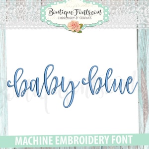 Baby Blue Script Font Machine Embroidery Font Set - Instant Download