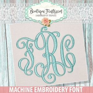 Heirloom Monogram Embroidery Font Set - Instant Download