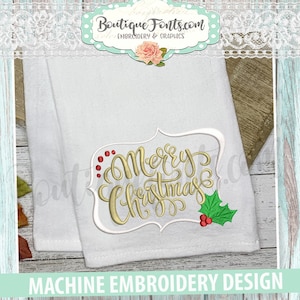 Merry Christmas Frame Machine Embroidery Design - Instant Download