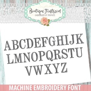 Small All Caps Embroidery Font  - Instant Download