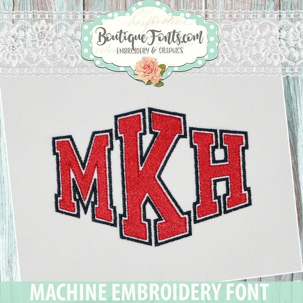 College Monogram Embroidery Font  - Instant Download