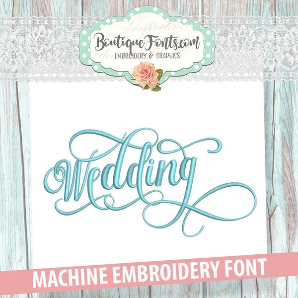 Wedding Script Machine Embroidery Font Set - Instant Download