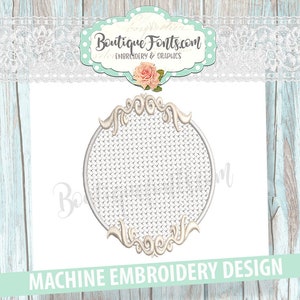 Embossed Scroll Frame Embroidery Monogram Frame - Instant Download