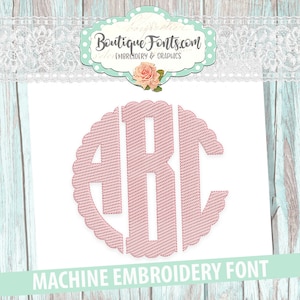 Sketch Fill Scallop Circle Monogram Embroidery Font - INSTANT DOWNLOAD