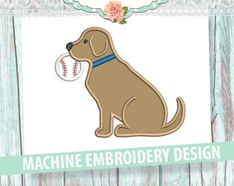 Baseball Dog Applique Embroidery Design - instant download