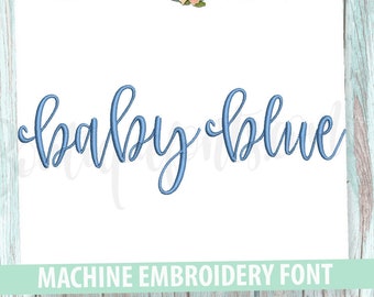 Baby Blue Script Font Machine Embroidery Font Set - Instant Download