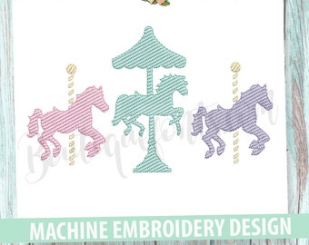 Sketch Carousel Horse Sketch Embroidery Design Sketch Fill Embroidery - Instant Download