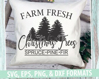 Farm Fresh Christmas Trees Christmas SVG Design - Instant Download