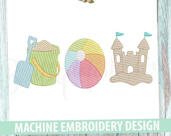 Summer Sketch Trio Machine Embroidery Design - Instant Download