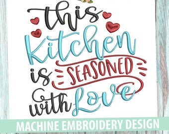 Condimentado con amor cocina bordado máquina bordado diseño - descarga instantánea