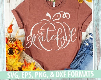 Grateful Pumpkin Fall SVG Cut File - Instant Download