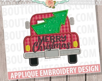 Christmas Truck Applique Embroidery Design - Instant Download