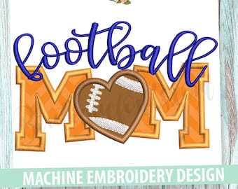 Football Mom Appliqiue Machine Embroidery Design - Instant Download