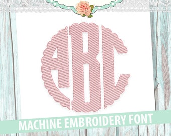 Sketch Fill Scallop Circle Monogram Embroidery Font - INSTANT DOWNLOAD