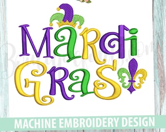 Mardi Gras Embroidery Design - Instant Download