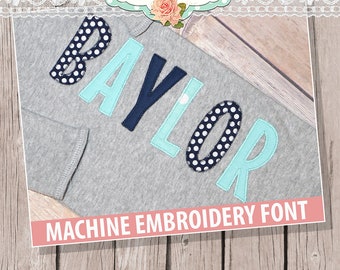 Baylor ZigZag Applique Embroidery Font Set - Instant Download
