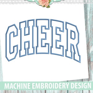 Cheer Curved Applique Embroidery Design - Instant Download