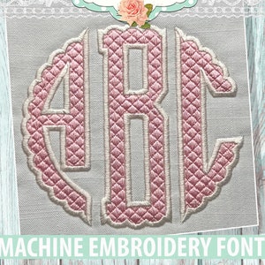 Diamond Scallop Circle Monogram Applique Embroidery Font - INSTANT DOWNLOAD