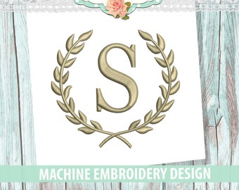 Laurel Wreath Font Frame Embroidery Monogram Frame - Instant Download