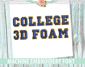 3D Bold College Puff Foam Embroidery Font - INSTANT DOWNLOAD