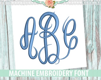 Large Master Circle Monogram Embroidery Font Set - Instant Download