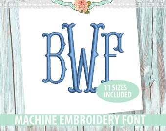 Fishtail Monogram Embroidery Font Set - Instant Download