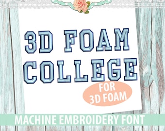 3D College Puff Foam Embroidery Font - INSTANT DOWNLOAD