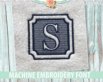Embossed Embroidery Monogram Font - Instant Download