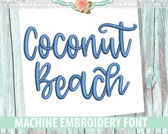 Coconut Beach Script Font Machine Embroidery Font Set - Instant Download