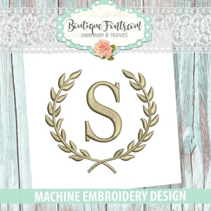 Laurel Wreath Font Frame Embroidery Monogram Frame - Instant Download