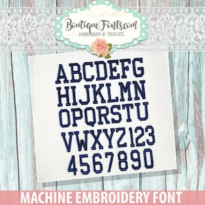 Mini College Embroidery Font - Instant Download