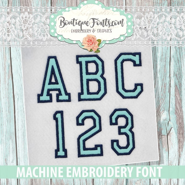 Collegiate College Applique Embroidery Font - Téléchargement instantané