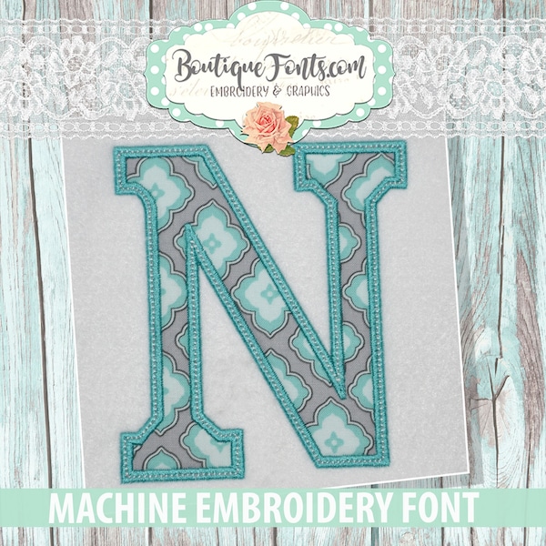 Classic Block Applique Embroidery Font- Instant Download