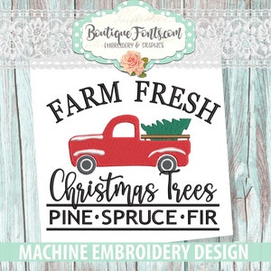 Farm Christmas Tree Embroidery Design - Instant Download