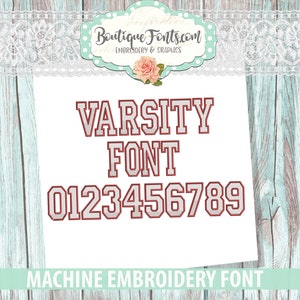 2 Color Varsity Fill Stitch Embroidery Font  - Instant Download