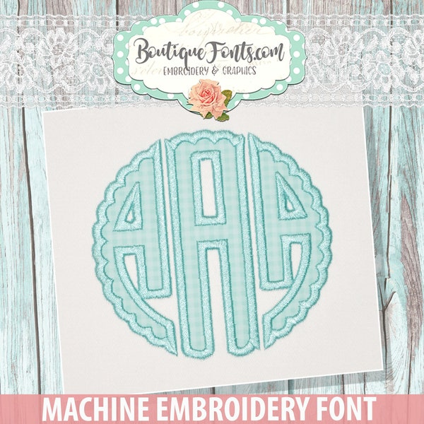 Scallop Circle Monogram Applique Embroidery Font - INSTANT DOWNLOAD