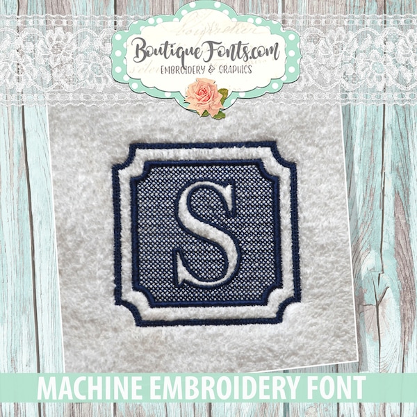 Embossed Embroidery Monogram Font - Instant Download