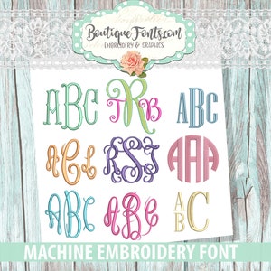 9 Embroidery Monogram Embroidery Font Set BX Font - Instant Download