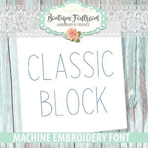 Blassic Block Vintage Stitch Machine Embroidery Font Set - Instant Download
