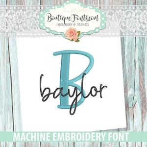 Baylor Stacked Script Font Machine Embroidery Font Set - Instant Download