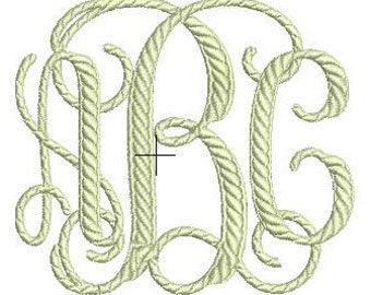 Interlocking Rope Monogram Embroidery Font Set - Instant Download