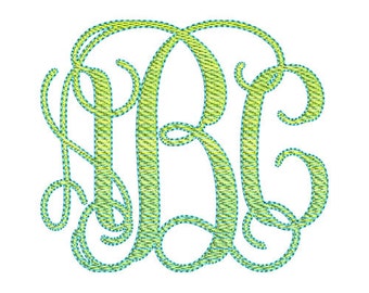 2 Color Interlocking Monogram Embroidery Font Set - Instant Download